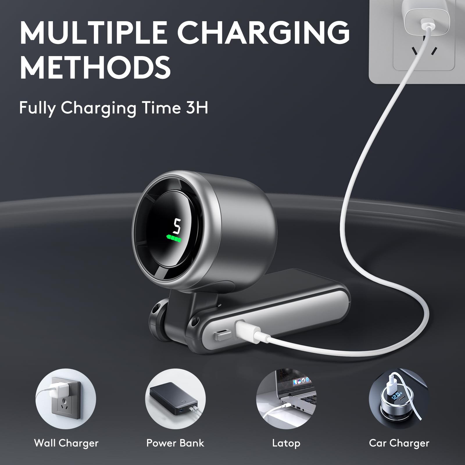 Foldable Handheld Fan, Portable High Speed Rechargeable 10000mAh Mini Turbo Fan, Digital Display, 5 Speed Adjustable Personal Small Pocket, Gifts for Women Men Travel Camp Outdoor Office