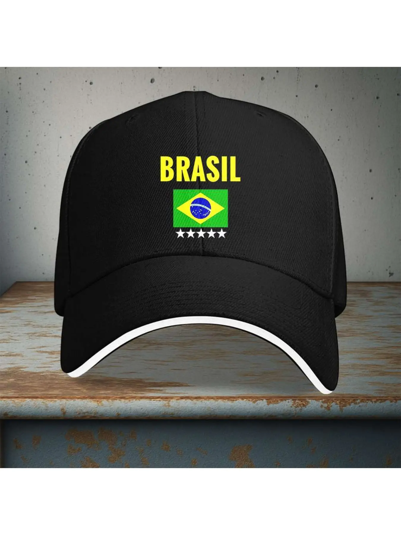 1pc "Yellow BRASIL with Flag"  cap, unisex, suitable for all seasons, travel cap