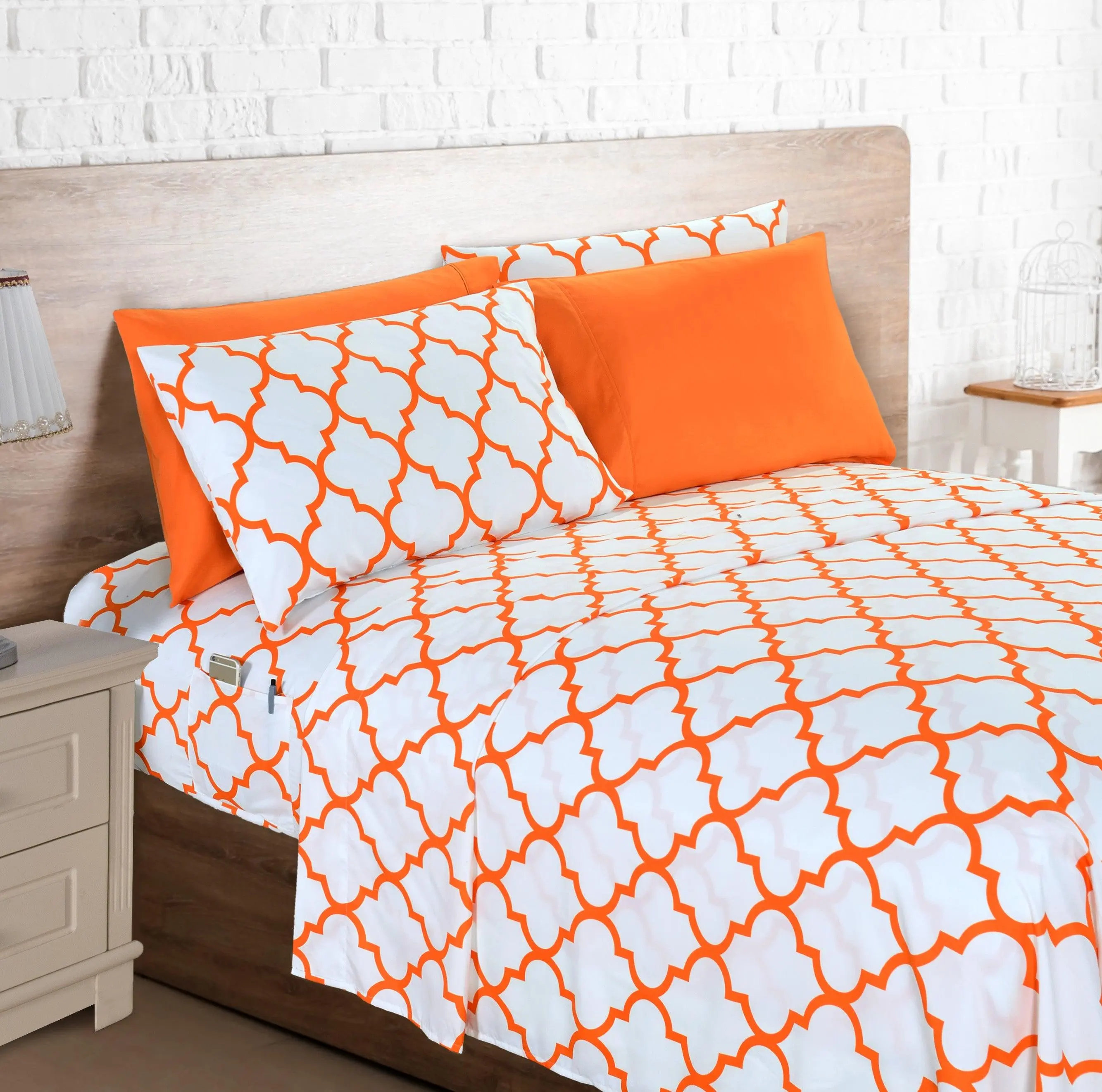 Elegant Comfort 6-Piece Moroccan Trellis Sheet Set - Hotel-Quality Softness with Smart Pocket Design