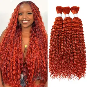 ISHOW Ginger Deep Wave Bulk Hair Colored Bulk Human Hair For Braiding 100g/Bundles 1 2 3 Bundles/Packs Boho Bulk Hair