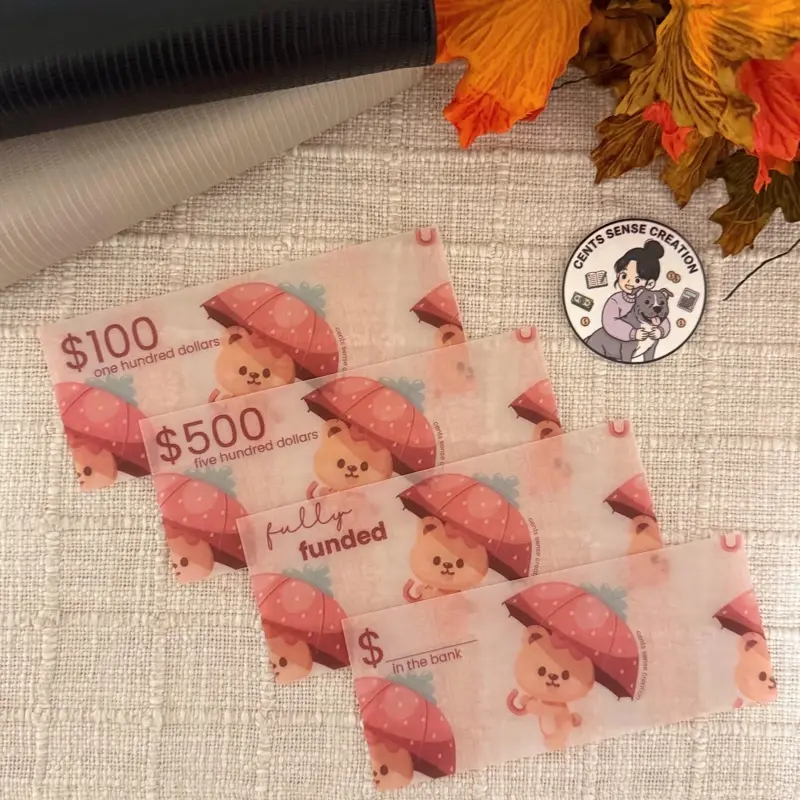 Bear Set of 4 Money Placeholders for Cash Envelope Stuffings | A6 Budget Binder Insert | Customizable