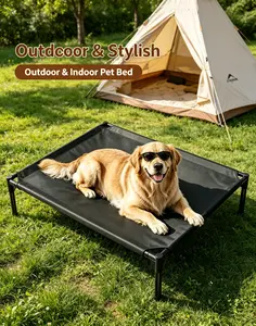 Cooling Mesh Elevated Dog Bed, Extra Large Raised Pet Cot for Large Dogs, Breathable Fabric to Prevent Overheating, Indoor & Outdoor Use textilene aluminum tube metal frame steel non-slip foot teslin