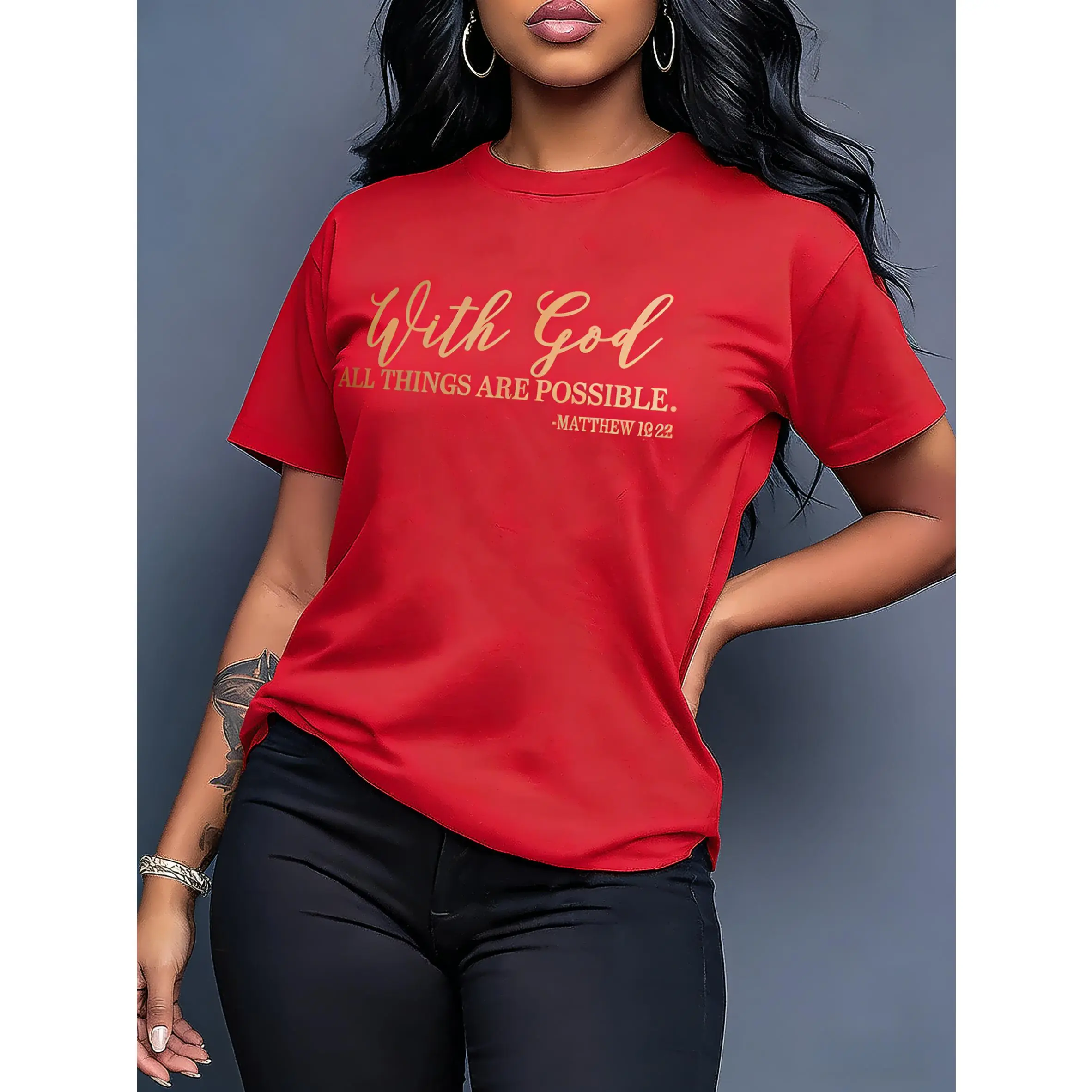 Women's 100% Pure Cotton Basic Graphic T-Shirt - Short Sleeve Round Neck, Smooth Fabric, Comfortable Fit, Multi-Color, Spring Summer Casual Tee, Holiday Gift Clothes