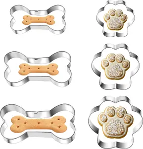 6 count  and  Footprints Cookie Cutters Set 3 Sizes Stainless Steel   Cookie  DogsTreat Cutters Dogs Shaped Cookies  for Homemade Baking Theme Party  Homemade  Silv