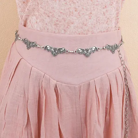 Bat Design Chain Belt, Trendy Exquisite Belt, Stylish Belts, Fashionable Waist Chain for Women & Men, Casual Waistband for Jeans, Fashion Belt for Party Clothing Decor, Charms