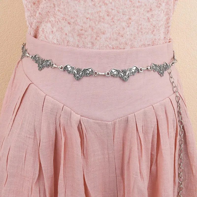 Bat Design Chain Belt, Trendy Exquisite Belt, Stylish Belts, Fashionable Waist Chain for Women & Men, Casual Waistband for Jeans, Fashion Belt for Party Clothing Decor, Charms