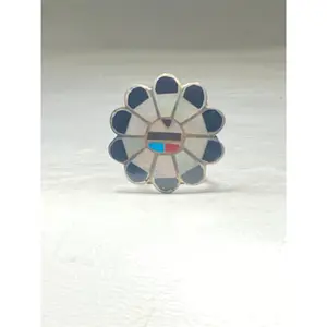 Sun ring size 5.25 Zuni onyx southwest MOP Mother of Pearl sterling silver women