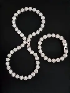 2Pieces/Set Men Women Hip Hop Round Necklace And Bracelet , Fashion Punk  Iced Out Bling Bling Set Jewelry For Lover Gift