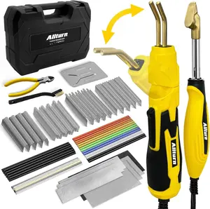 Allturn Plastic Welder 2 in 1,Plastic Welding Kit Car Bumper Repair Kit,4 Types of Plastic Welding Staples,Plastic Welding Rods Consumables Kit,YELLOW.