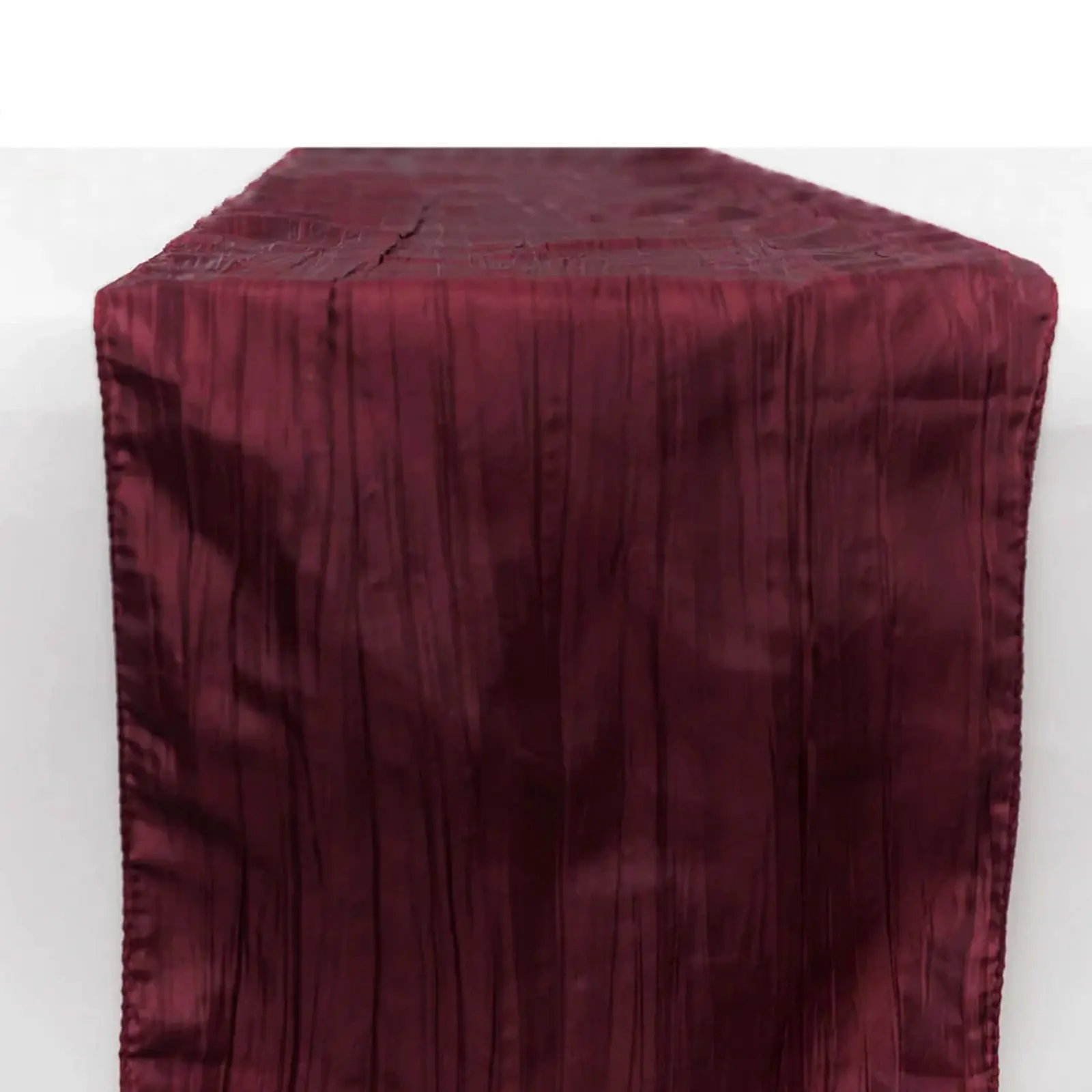 Taffeta Table Runner 12"x108" Burgundy - Accordion Crinkle Table Linen