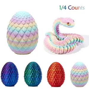 3D Printed Snake Egg Model, Random Eyes, Bendable Joints, Anime Figure, Cute Snake Design, Home Office Desk Car Decor, Easter Holiday Gift