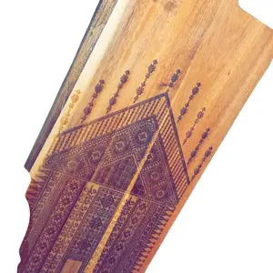 Engraved Wood Paddle with Palestinian Tatreez Design - Traditional Palestinian Design