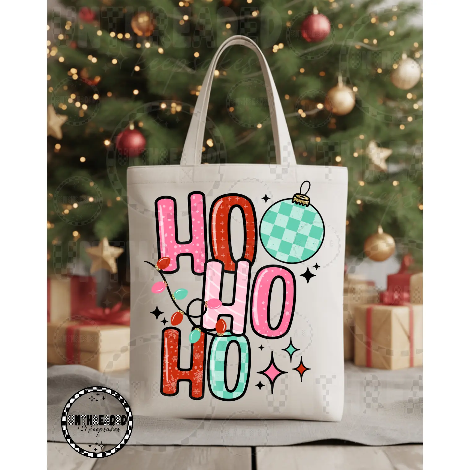 HO HO HO Bright Christmas Canvas Tote Bag