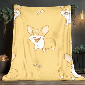 Cute Corgi Puppy Prints Soft and comfortable home blankets, small throw blankets, nap blankets, perfect Christmas gifts for friends and besties. Super soft heat-pressed blankets.Y251210284