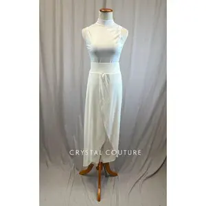 White Mock Neck Pleather Leotard and Pant Set