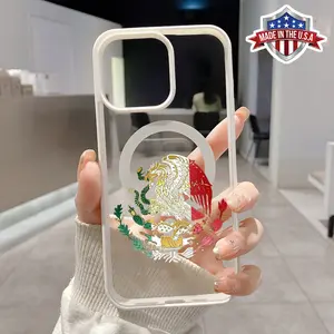 Magnetic Phone Case Supports Wireless Charging Case for iPhone 16 Pro Max 15 Plus 14 13 12 11 XS XR Mexican Heroes Day Tricolor Totem Pattern Non-Yellowing Shockproof Clear Slim Protective Softcase Transparent Acrylic Cover