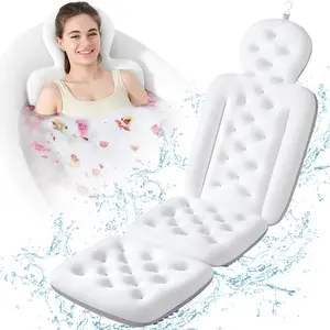 VOXOR Full Body Bath Pillow for Tub, 2.3" Thick, 160 Silicone Suction Cups, Machine-Washable, 51"x16" | Home Spa Comfort