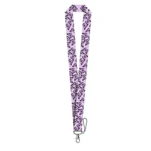 Multicolor Butterfly Lanyard for ID Cards and Keys, Cute Neck Strap for Credit Cards Passports Phone Accessories, Metal Key Ring Gift for Teachers Students Staff