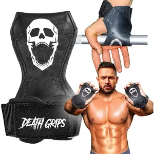 Death Grips  Lifting Straps -  Tire Grade Rubber PVC Wrist Straps for Shrugs, Pull Ups & Deadlifts with Neoprene Padded Support