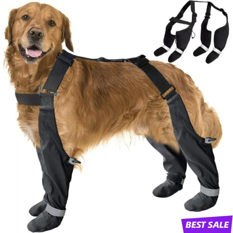 2025 New Large Dog Harness Pants - Waterproof Outdoor Winter Snow Gear with Secure Leg Straps, Non-Slip Reflective Paw Protectors for Hiking & Trails, Protects Injured Paws