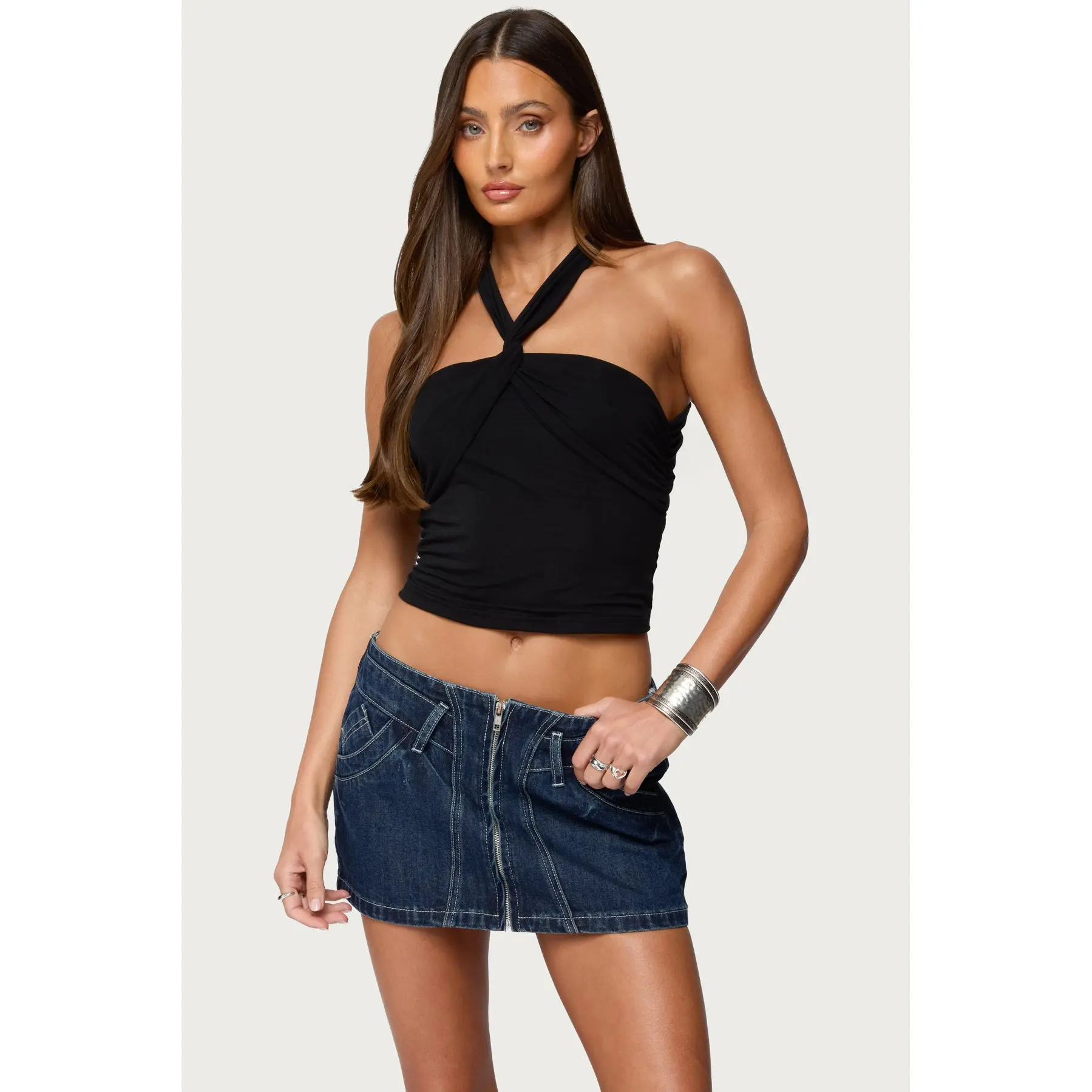Maggi Knotted Backless Mesh Top Maggi Knotted Backless Mesh Top