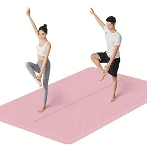 Large Yoga Mat 6'x4'with Alignment Lines, 1/3"Extra Thick TPE Non-Slip Mat for Men & Women, Home Exercise & Pilates