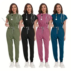 Jumpsuit Quick Dry Scrub Set for Women - Moisture Wicking Workwear for Clinics & Spas with Functional Pockets