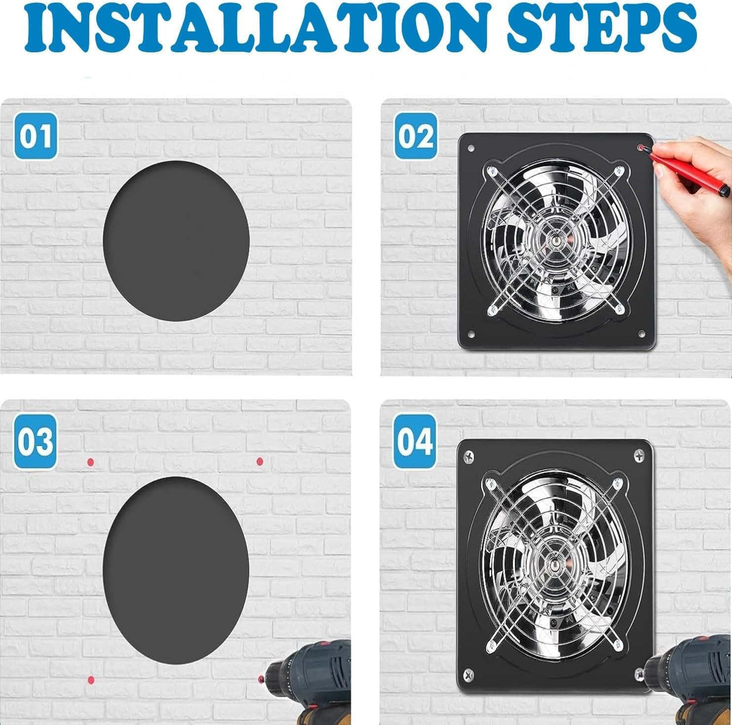 8 inch Exhaust Fan With Switch Through-wall installation Ventilation Fan 110V Exhaust Smoke Fan