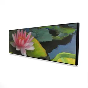 Begin Home Decor 2081-2060-FL186 20 x 60 in. Water Lilies & Lotus Flowers Canvas - Home Decor Green Frame