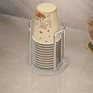 Acrylic Paper Cup Dispenser Holder 4.5x5.1in Coffee Cup and Lid Storage Organizer Holder Disposable Paper Cup Dispenser Organizer Plastic Lid Holder Accessories for Kitchen Bar Shop Party Supplies