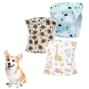 Set of 3 Male Dog Diapers, Featuring Highly Absorbent Belly Bands That Are Washable And Reusable