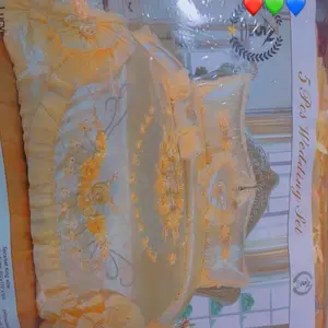 5 pcs Wedding Set Comforter 102x110" King Size Pink Ruffle Design Soft & Luxurious Bedding