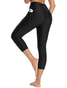 BALEAF Women's 20" High Waisted Swim Pants Long Swim Capris UPF50+ Swimsuit with Liner and Pockets