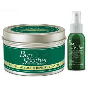 ECO LIPS, INC. Bug Soother Natural Mosquito Repellent Candle & 1 oz Spray Pack - Lemongrass Oil Vanilla Scented Soy Wax Made in USA