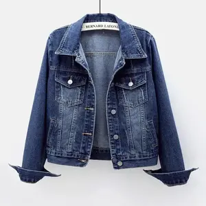 Spring Autumn Women??s Denim Jacket Long Sleeve Overcoat Loose Denim Coat Button Outwear Jeans Jackets 5XL Can be used with raincoat