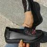 Women's PU Leather Slip-On Loafers, Soft Sole Anti-Slip Breathable Flats Shoes for Middle-Aged Women, Casual Footwear for Spring and Fall