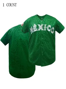 Classic Retro Mexico Green Baseball Jersey | Men's Breathable Short Sleeve T-Shirt for Training Competition Sports Apparel Stylish Jersey