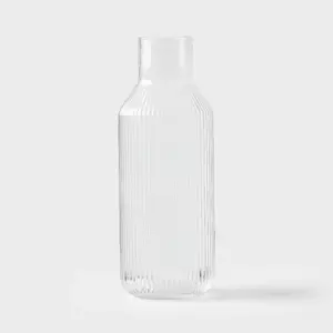 Ribbed Glass Carafe Clear - Threshold™: Dishwasher-Safe Beverage Server, 50oz Cold Drink Pitcher, Cadmium-Free Glass