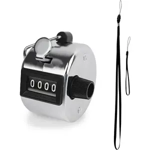 Metal Hand Tally Clicker Counter, 4-Digit Number Count Clicker with Metal Case Mechanical Counter for Coaching, Knitting, Lap, Fishing, Golf and Row with 2-Nylon Lanyard,
