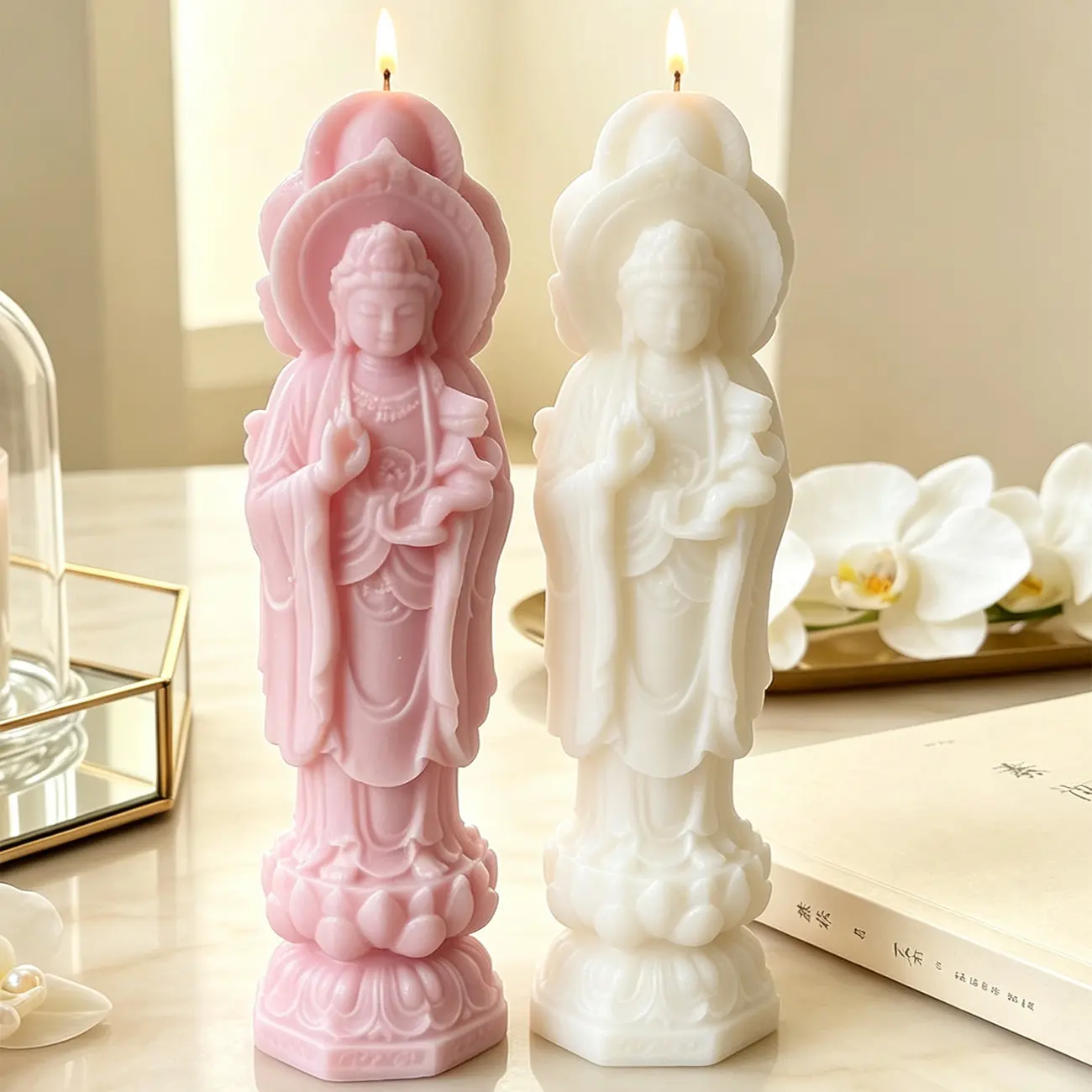 3-Sided Guanyin 3D Shaped Aromatherapy Candle, Home Decor Ornaments, Handheld Gift Item