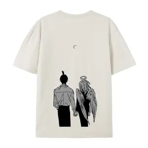 Chainsaw Man Aki and Angel Devil TShirt Anime Graphic Japanese Minimal Streetwear Clean Fit Unisex Couple Tee Soft Cotton Harajuku Style Aesthetic Gift