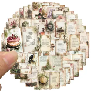 50pcs Vintage Stickers, Aesthetic Waterproof Vinyl Stickers for Scrapbook Journaling, Cottagecore Retro Sticker Pack for Laptops & Journals