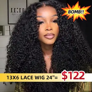 Yawawe Hair 200% Density Kinky Curly Human Hair Wig For Women Raw Indian Hair 13X6 Hd Transparent Lace Frontal Wig Natural Color