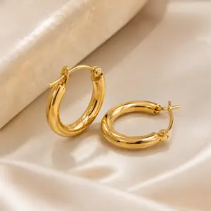 Argollas Clásicas Lisas de Oro Sólido 14K para Mujer y Niños