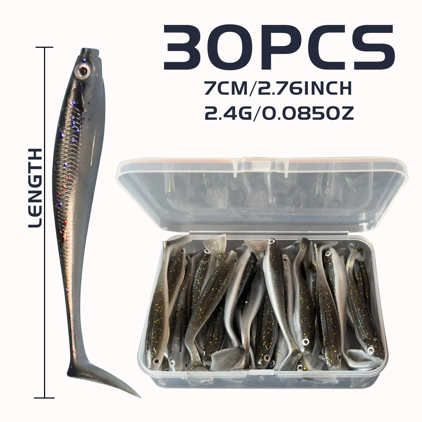 Soft Fishing Bait Set, 7.5cm 10-30pcs Jigging Wobblers, Top Water Lures for Bass & Carp, Topwater Lure, Artificial Fishing Lure, Ideal Father's Day Gift, Fishing Lures Kit, Fishing Supplies