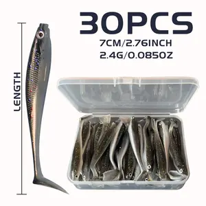 Soft Fishing Bait Set, 7.5cm 10-30pcs Jigging Wobblers, Top Water Lures for Bass & Carp, Topwater Lure, Artificial Fishing Lure, Ideal Father's Day Gift, Fishing Lures Kit