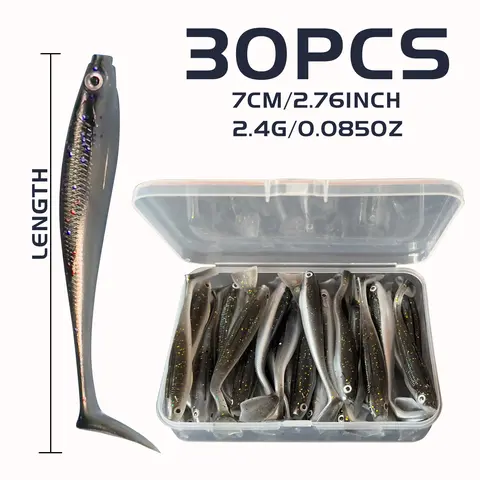 Soft Fishing Bait Set, 7.5cm 10-30pcs Jigging Wobblers, Top Water Lures for Bass & Carp, Topwater Lure, Artificial Fishing Lure, Ideal Father's Day Gift, Fishing Lures Kit, Fishing Supplies