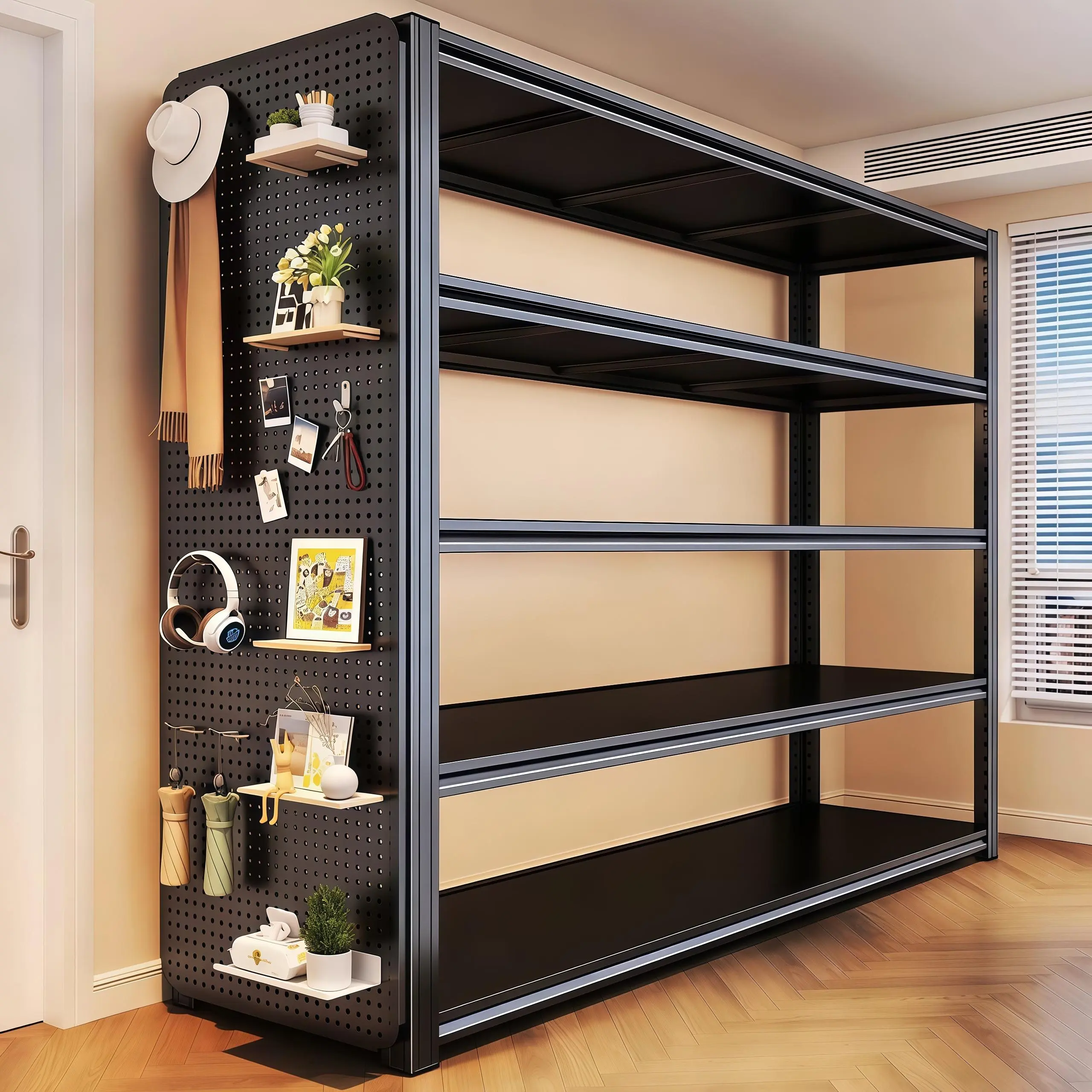 77" H Heavy-Duty Metal Garage Shelving Unit - 5-Tier Adjustable Rustproof Steel Utility Rack, 5-layer shelving & storage, 77" vertical space, Clean‑Easy Surface, Snap‑On Setup, above 25 kg Easy-Assembly Organizer for Tools, Basement