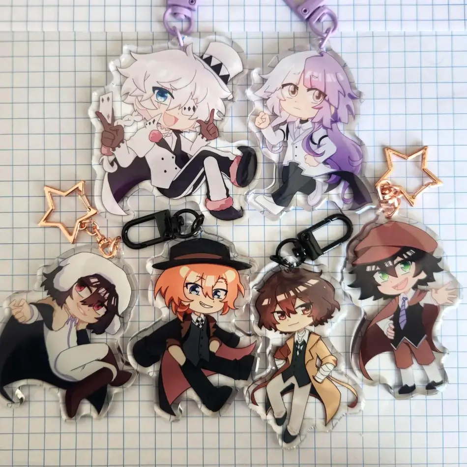 Anime Aesthetic Acrylic Charms, Double-Sided Keychain Pendant for Backpacks and Keys, random 1 pack
