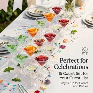 Elegant 15-Piece 150ML Plastic Transparent Champagne Cups, Modern Simple Design, Reusable Party Cups for Weddings & Valentine's Day